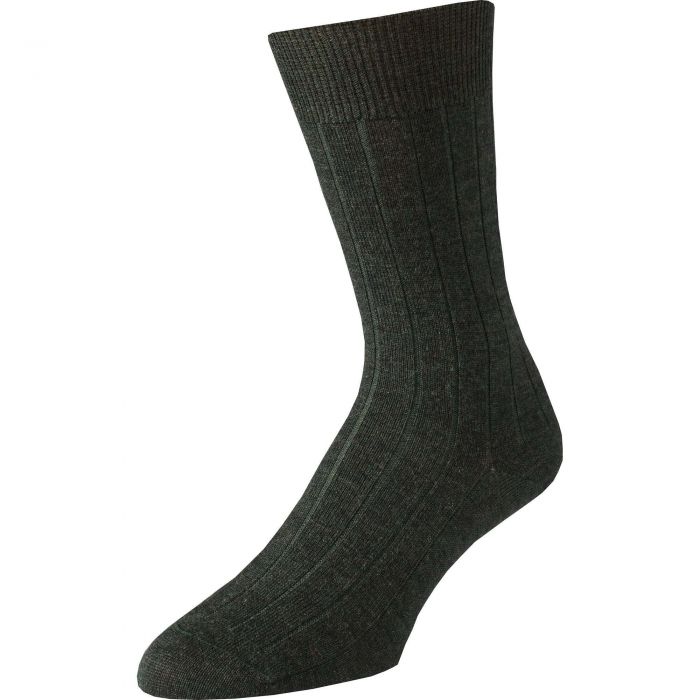 Olive Mid Calf Pennine Merino Wool Sock