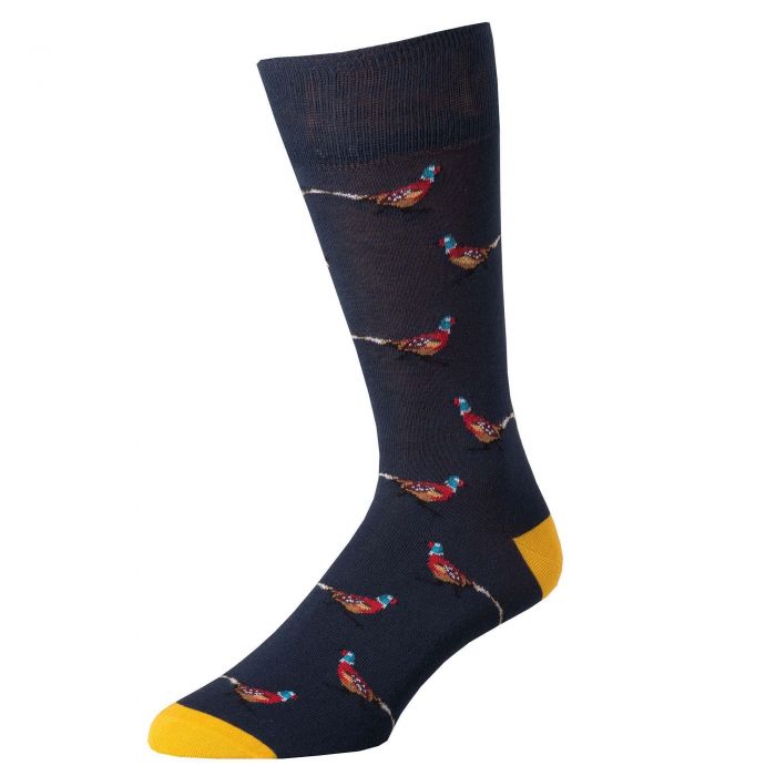Navy Wild Pheasant Fine Sock