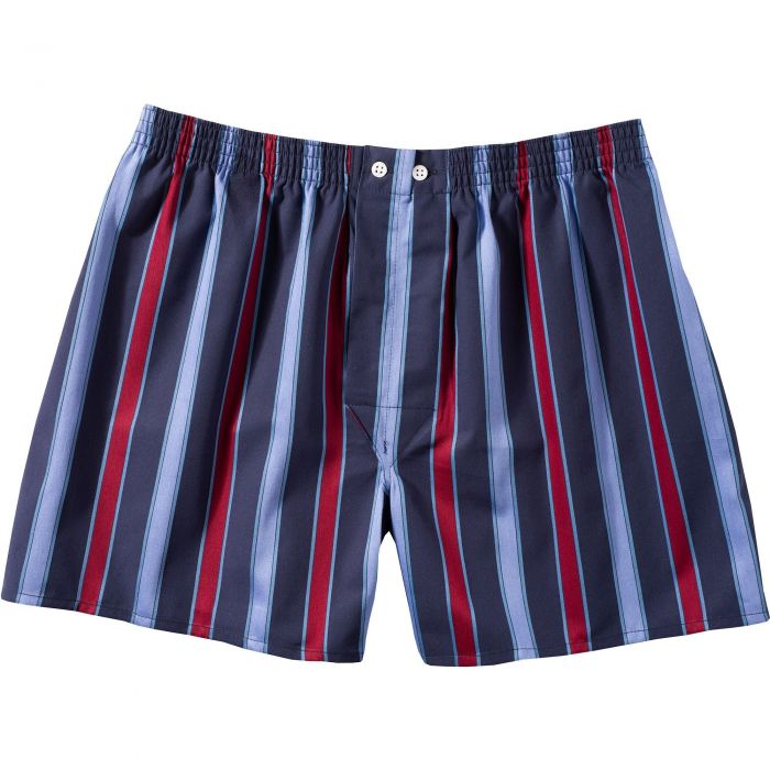 Navy Wide Stripe Satin Boxer Shorts