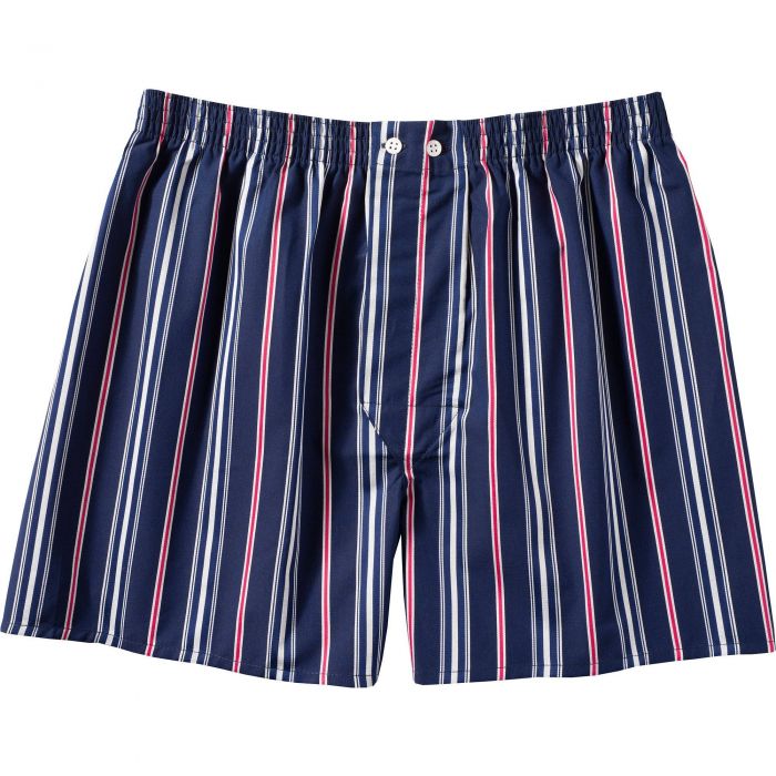 Navy Thin Stripe Satin Boxer Shorts | Men's Country Clothing | Cordings