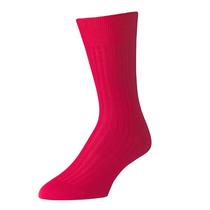 Berry Red Piccadilly Cotton Rib Sock