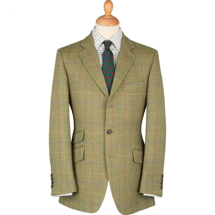 Light Green Brayden Check Linen and Wool Jacket