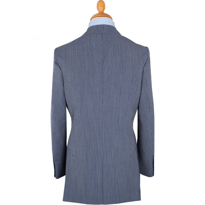 Dark Blue Piccadilly Stripe Seersucker Jacket | Cordings