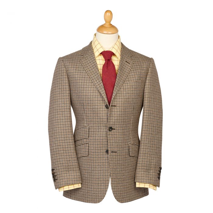 Brown Dogstooth Tweed Savoy Jacket