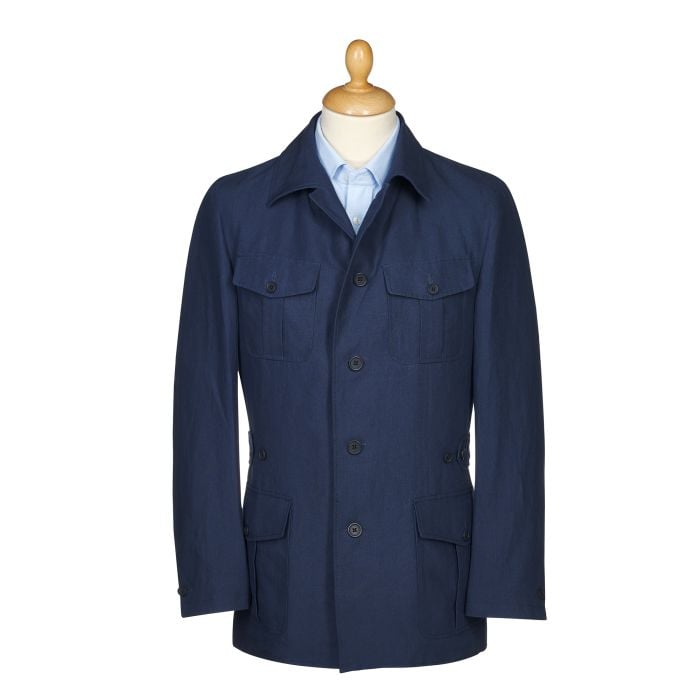 Navy Linen Barcombe Jacket | Men's Country Clothing | Cordings