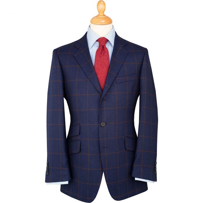 Blue Lawrence Wool and Silk Check Jacket