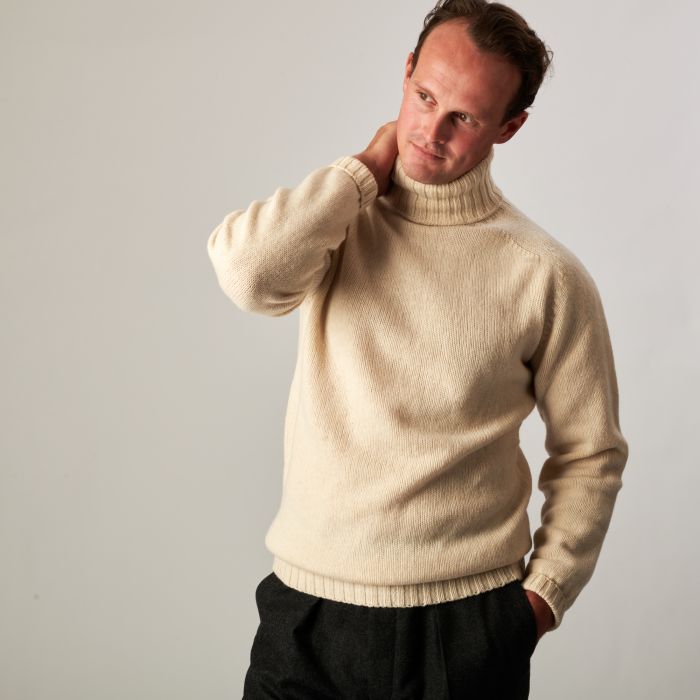 Cream Submariner Roll Neck Jumper | Men's Country Clothing | Cordings