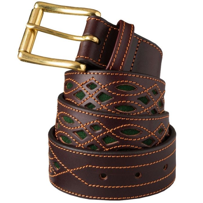Green Suede and Leather Picado Belt 