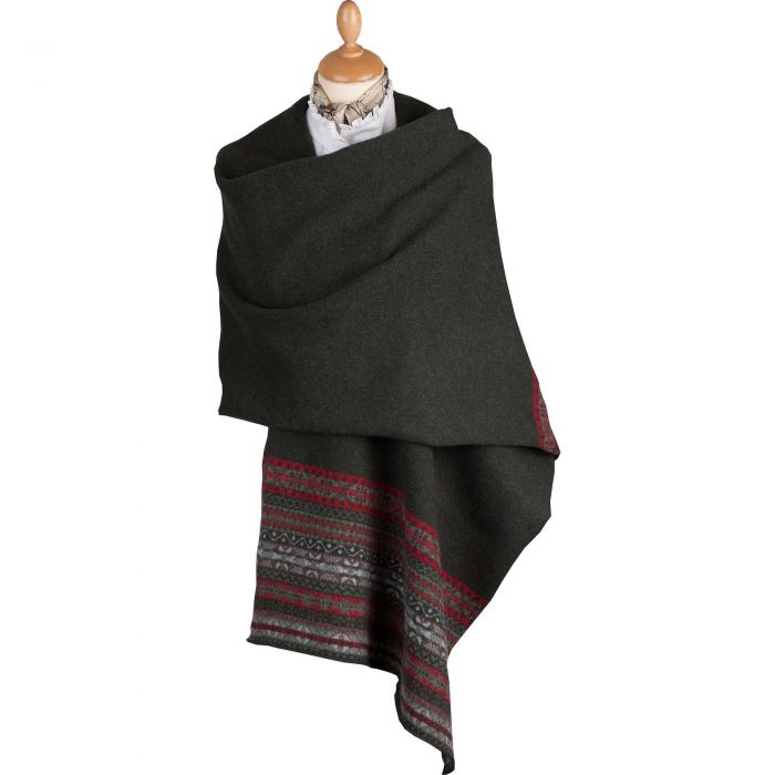 Olive Scottish fairisle shawl