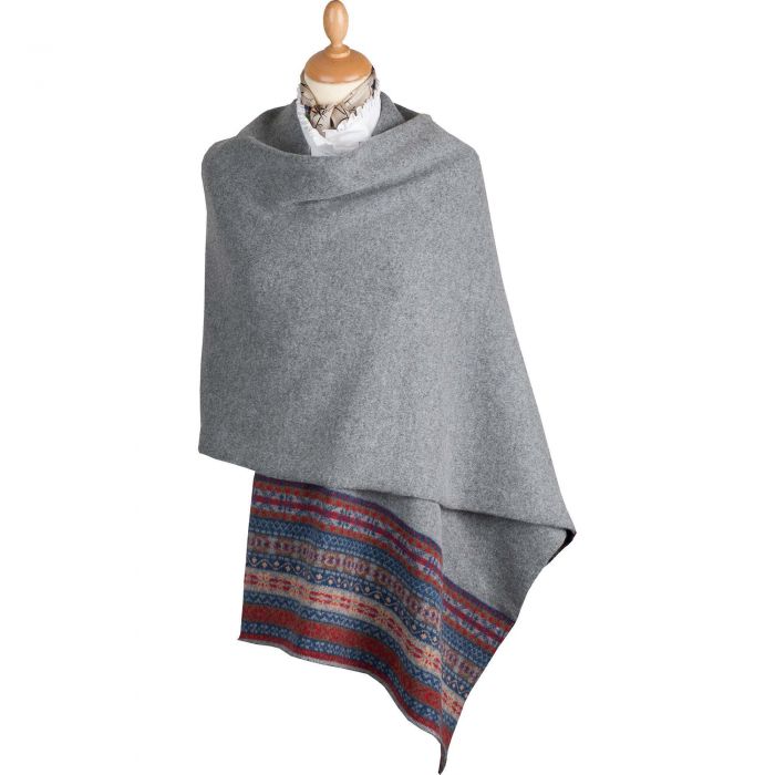 Grey Scottish fairisle shawl