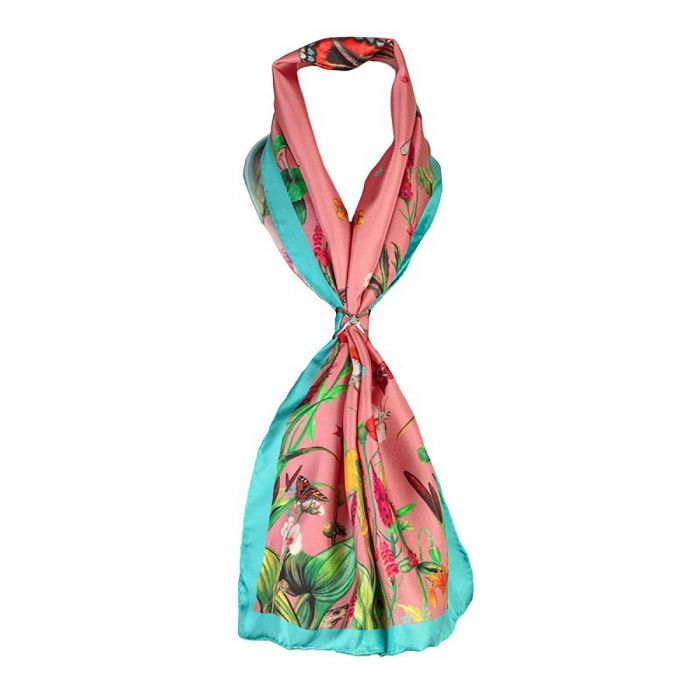 Pastures New Narrow Coral Silk Scarf