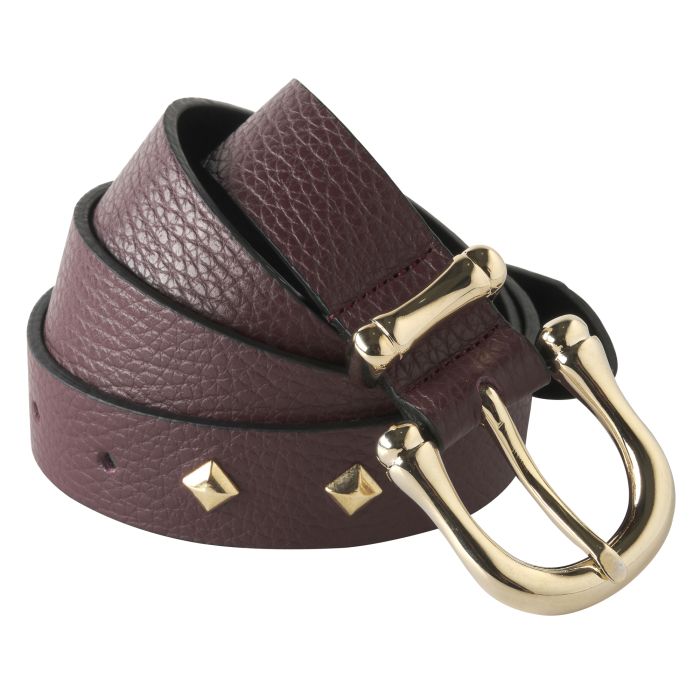 Wine Leather Stud Belt