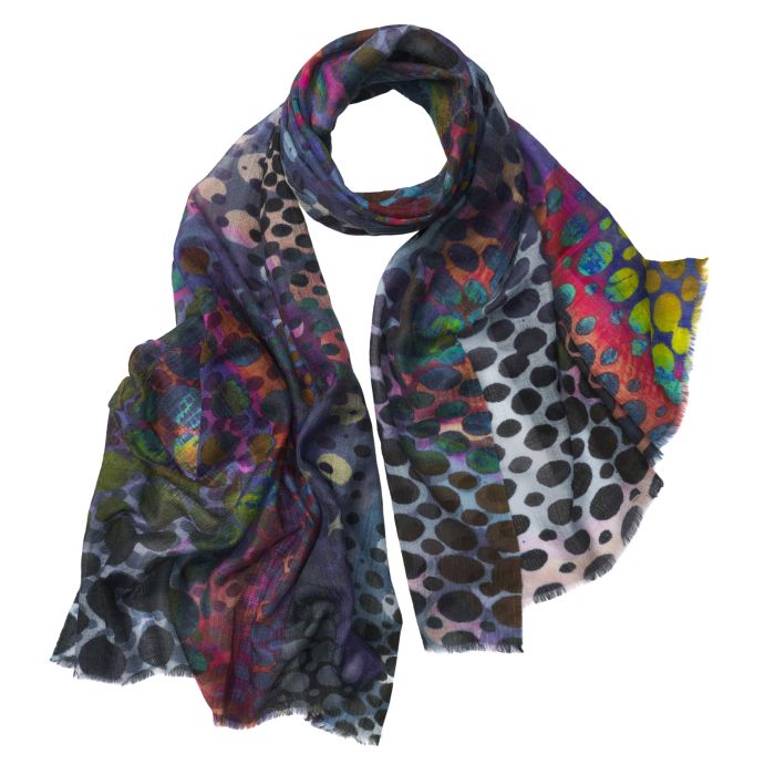 Abstract Leopard Wool & Silk Scarf