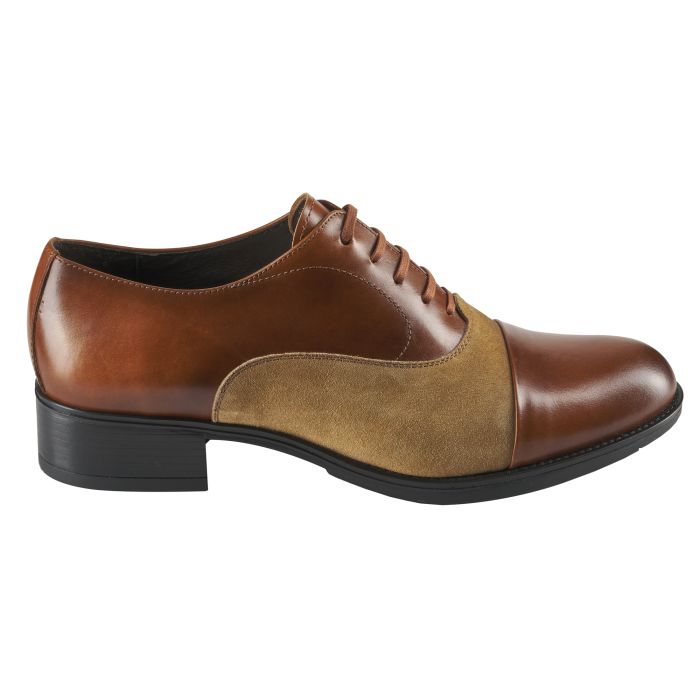 Tan Suede and Leather Oxford Shoe