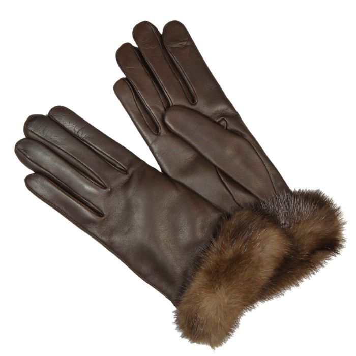 Brown Leather Cuff Gloves