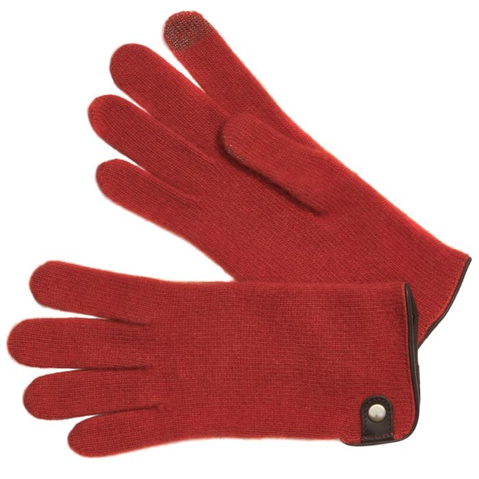 Orange Merino Leather Tag Trim Glove