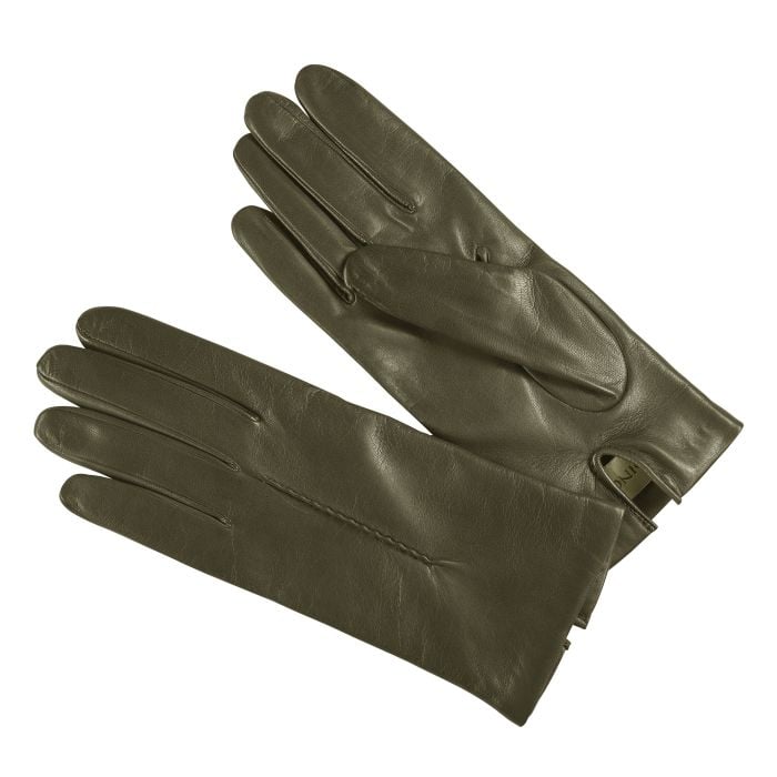 Green Cashmere Lined Nappa Leather Gloves