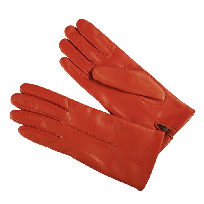 Orange Cashmere Lined Nappa Leather Gloves
