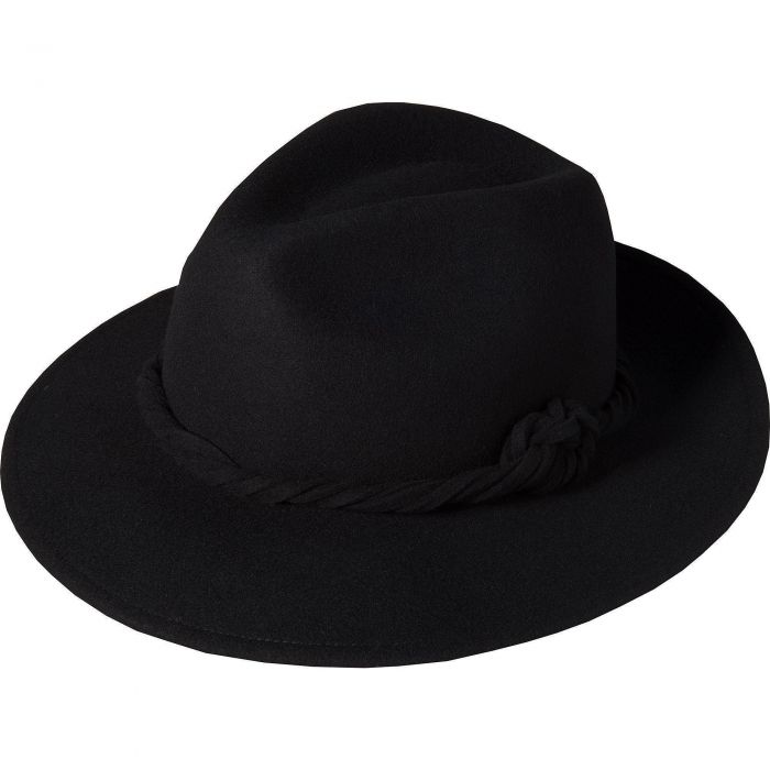 Black Twist Band Fur Felt Trilby Hat 