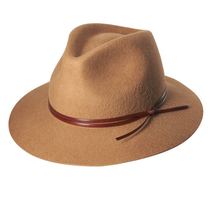 Camel Fedora with Leather Trim