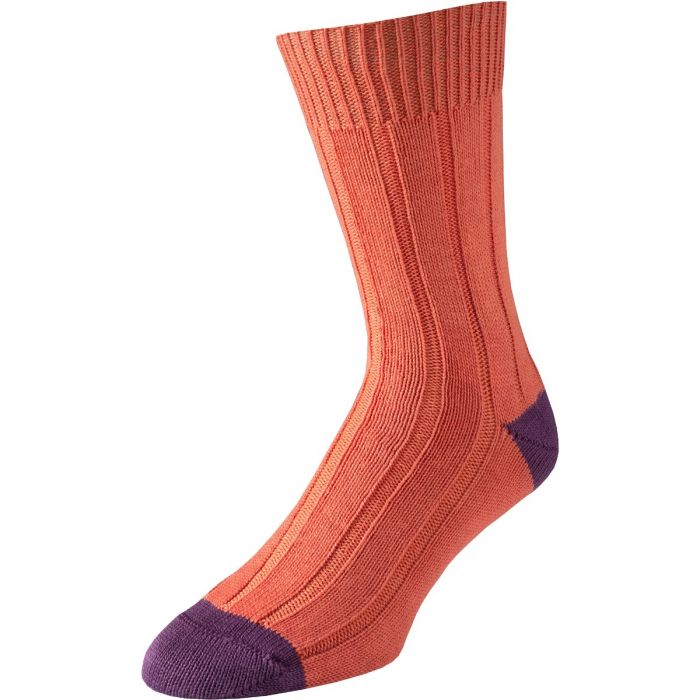 Orange Cotton Heel and Toe Socks