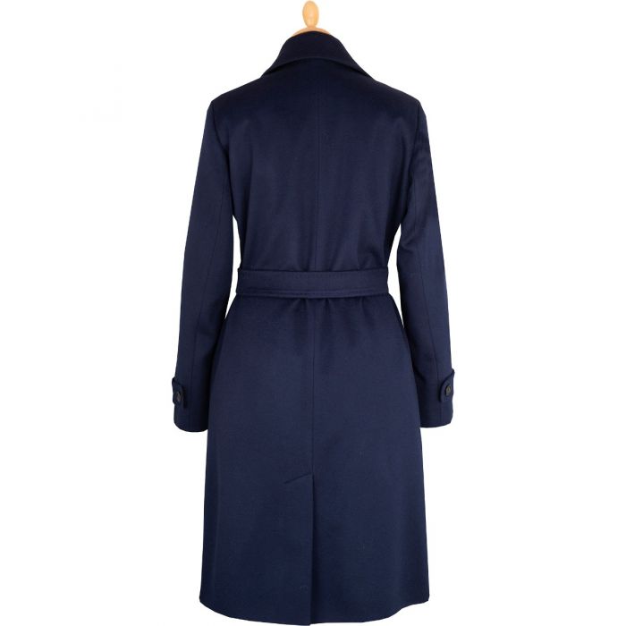 Long Belted Navy Wool Coat | Cordings