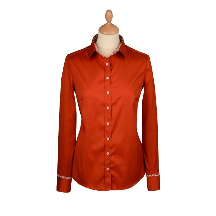Orange Stretch Cotton Lycra Shirt