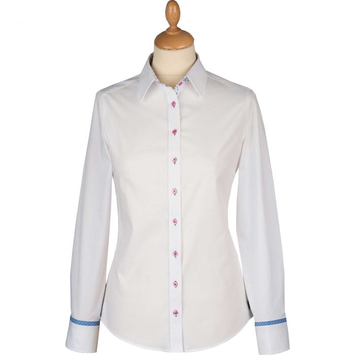 White Blue Pintuck Shirt