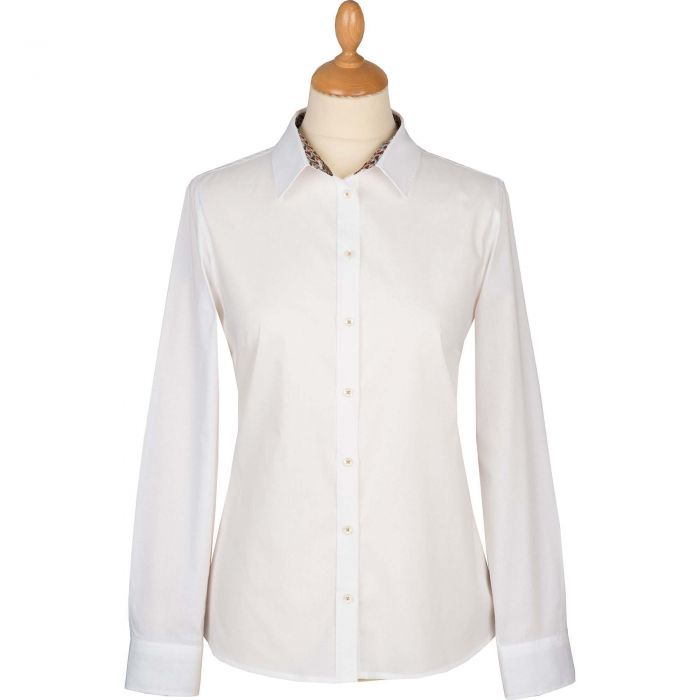 White Liberty Trim Cotton Shirt | Cordings