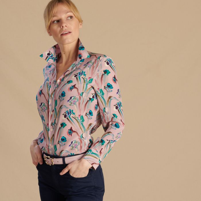 Floral Echo Crepe Silk Shirt Made with Liberty fabric