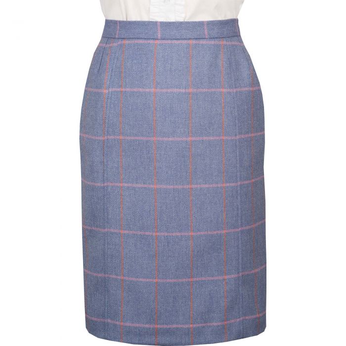 Pale Blue Burford Tweed Pencil Skirt