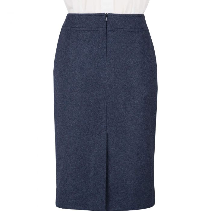 Navy Blue Loden Pencil Skirt | Cordings