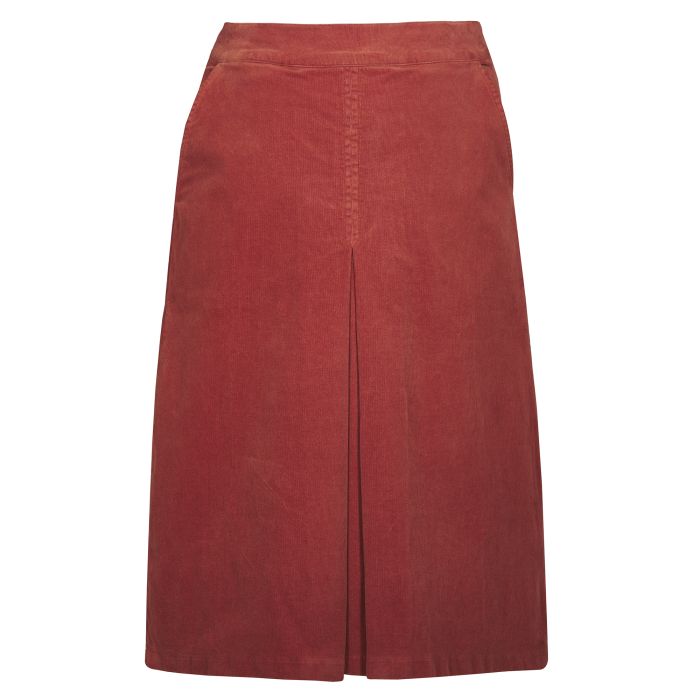 Rust Needlecord Pleated Skirt