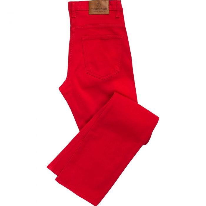 Red Stretch Cotton Slim Leg Trousers