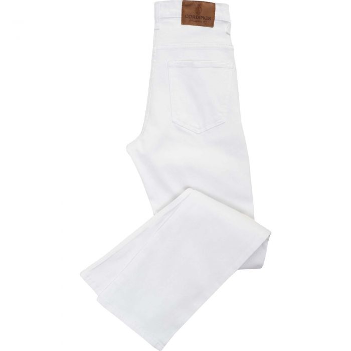 White Stretch Cotton Slim Leg Trousers