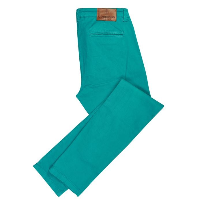 Turquoise Cotton Stretch Chinos