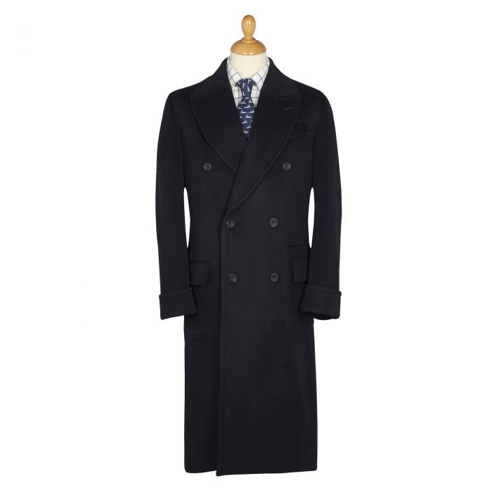Navy Double Breasted Polo Coat | Men's Country Clothing | Cordings