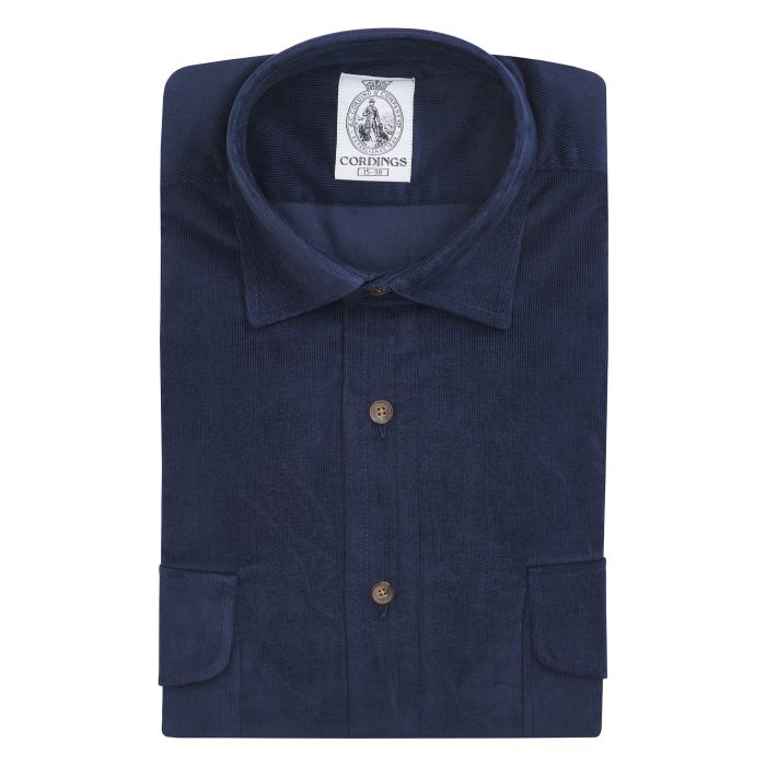 Navy Needlecord Shirt | Men's Country Clothing | Cordings