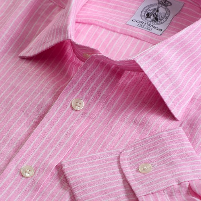 Pink Kinbane Linen Stripe Shirt
