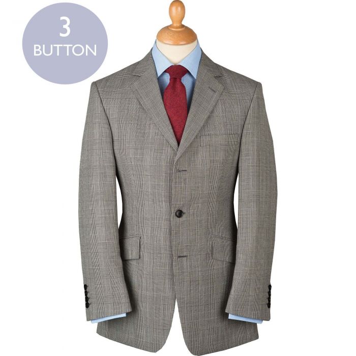 Grey 9oz Prince of Wales Three Button Suit | Men's Country Clothing