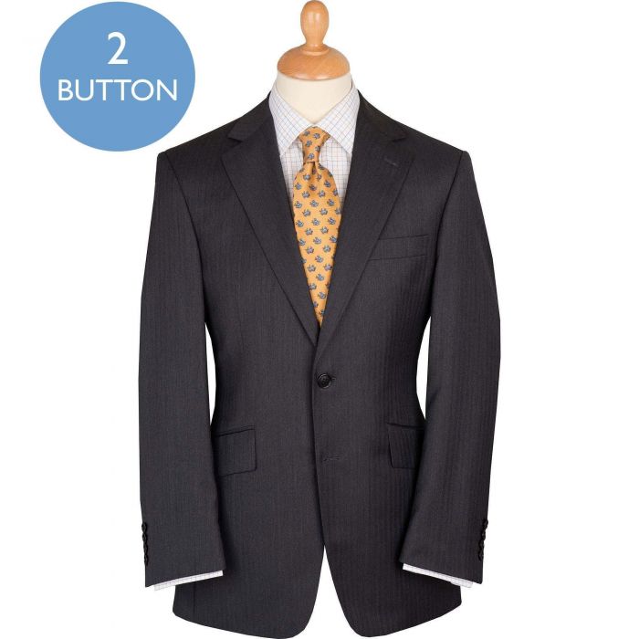 Grey 9oz Two Button Fine Herringbone Suit