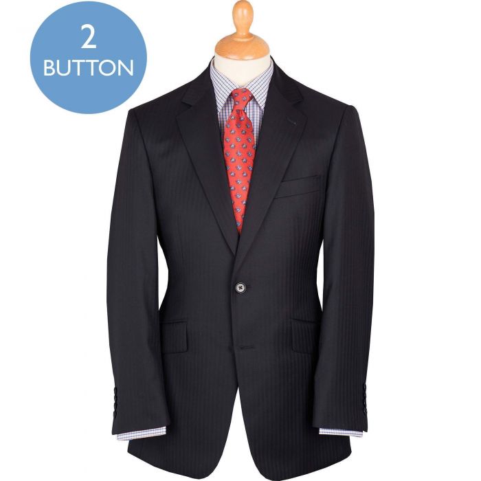 Navy 9oz Two Button Fine Herringbone Suit