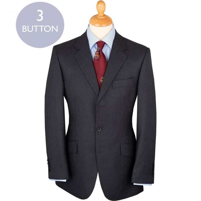 Grey 10oz Three Button Herringbone Super 120's Suit