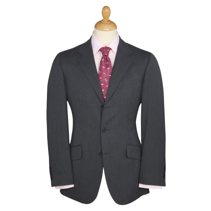 Mid Grey 9oz Three Button Herringbone Suit 