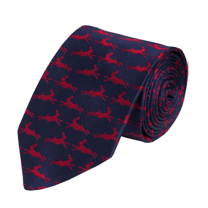 Navy Woven Silk Hare Tie 
