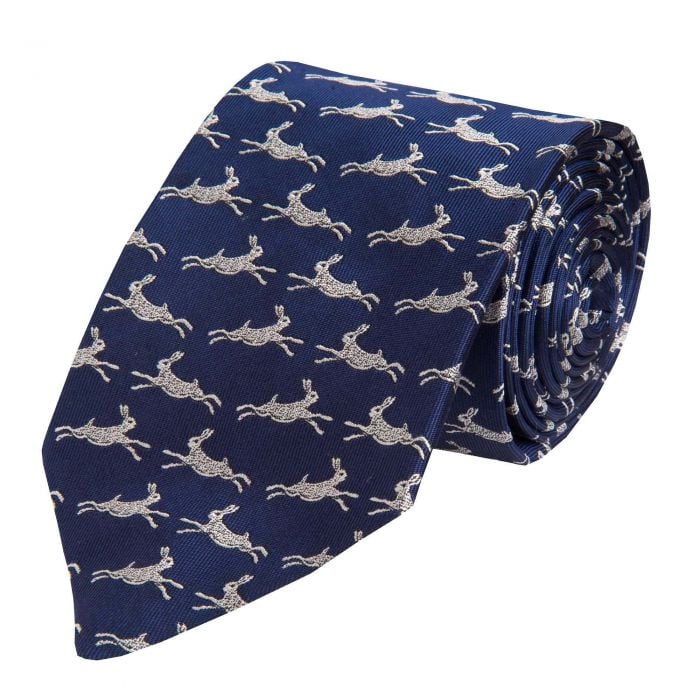Navy Blue Hare Silk Tie