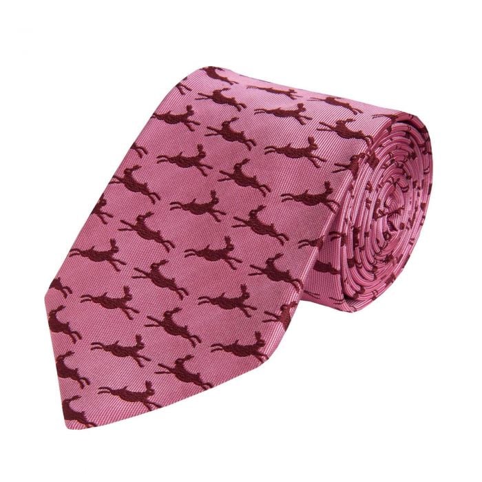 Pink Woven Silk Hare Tie 