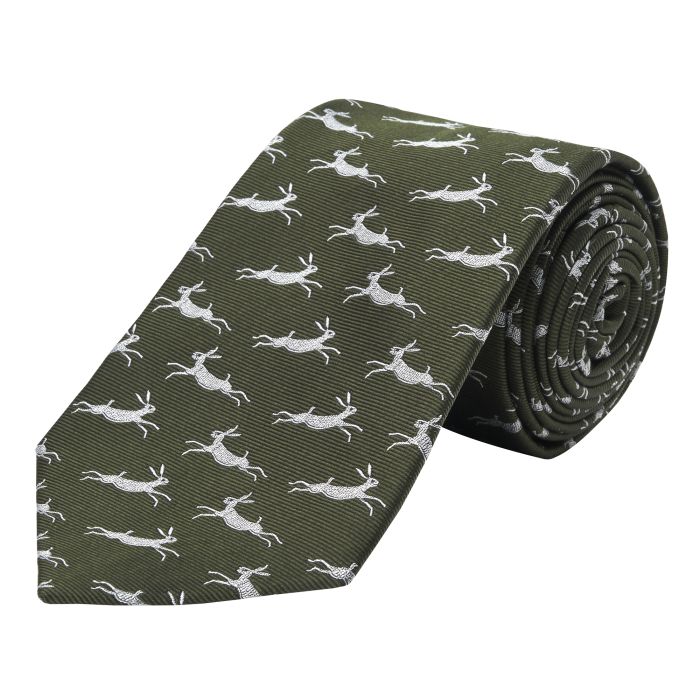 Olive Green Silk Hare Tie 