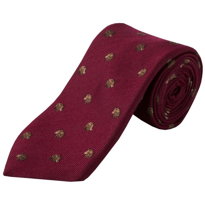 Red Boar Woven Silk Tie