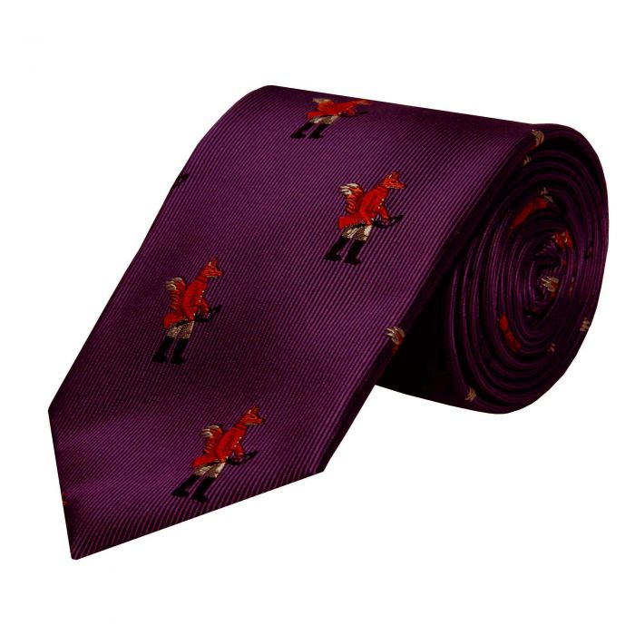 Purple Hunting Fox Silk Tie